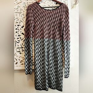 OPEN CEREMONY KNITTED DRESS 2 TONE LONG SLEEVE CREW NECK SIZE LARGE